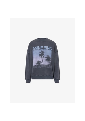 Womens Anine Bing Miles Graphic-Print Cotton Sweatshirt