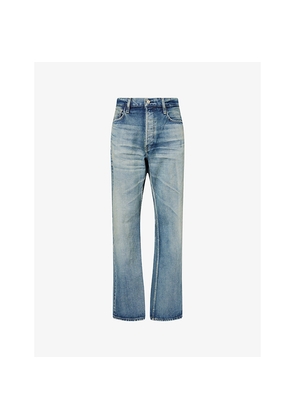Mens Fear Of God Brand-Patch Straight-Leg Denim Jeans