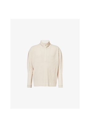 Mens Homme Plisse Issey Miyake Quarter-Zip Pleated Knitted Top