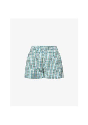 Womens Damson Madder Kairo Checked Cotton Shorts