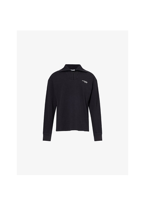 Mens Acne Studios Logo-Embroidered Half-Zip Cotton Sweatshirt