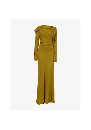 Womens Victoria Beckham Long-Sleeve Draped Stretch-Jersey Maxi Dress