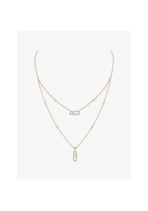 Messika Move Uno Two-Row Pavé 18ct Yellow Gold and 0.03ct Diamond Necklace