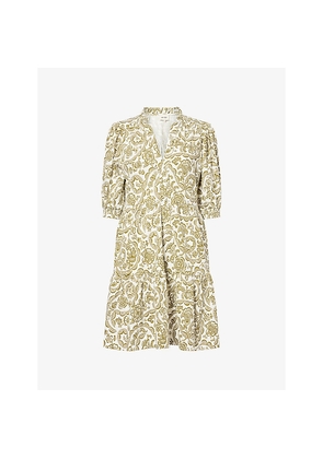 Womens Me And Em Entangled Lace-Print Tiered Cotton Mini Dress