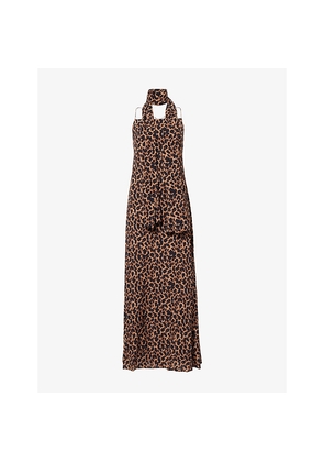 Womens Away That Day St Tropez Leopard-Print Woven Maxi Dress