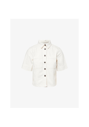 Womens Me And Em Panelled Short-Sleeve Denim Shirt