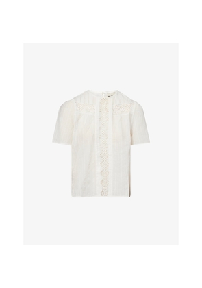 Womens Me And Em Embroidered Cut-Out Cotton-Voile T-Shirt