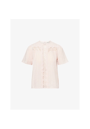Womens Me And Em Embroidered Cut-Out Cotton Blouse