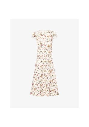 Womens Me And Em Wild Spring Floral-Print Fit-And-Flare Midi Dress