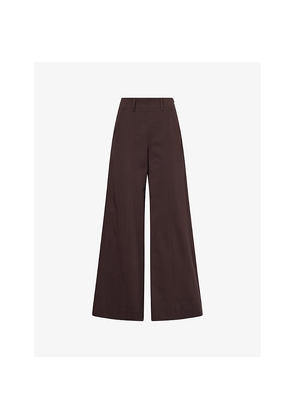 Womens Me And Em High-Waist Wide-Leg Cotton-Blend Trousers