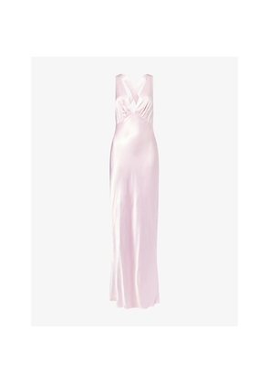 Womens Shona Joy La Lune Plunge-Neck Satin Maxi Dress