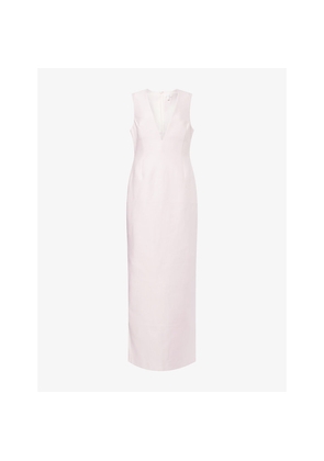 Womens Shona Joy Otis Plunge-Neck Cotton-Blend Maxi Dress