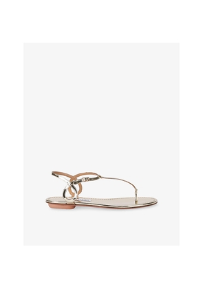 Womens Aquazzura Almost Bare Flat Leather Sandals
