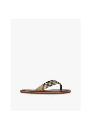 Womens Burberry Pavillon Checked Woven Sandals