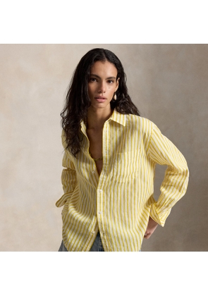 Oversize Fit Striped Linen-Cotton Shirt