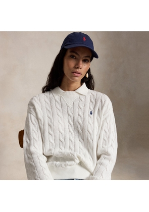 Cable-Knit Cotton Polo-Collar Jumper