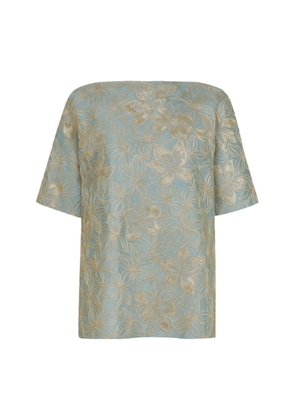 Dima Ayad Metallic Floral-Print Top - Moda Operandi