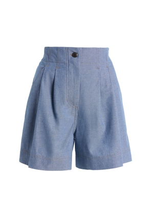 Moncler Grenoble Pleated Chambray Shorts - Moda Operandi