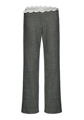Magda Butrym Wool-Blend Lace-Trimmed Trousers - Moda Operandi