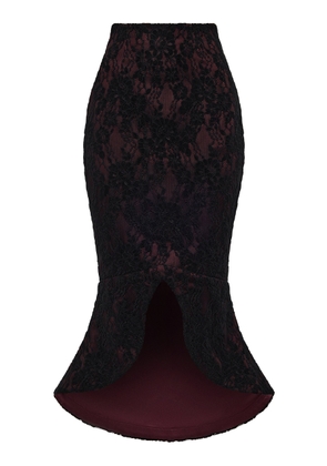 Rasario Asymmetric Lace & Satin Midi Skirt - Moda Operandi