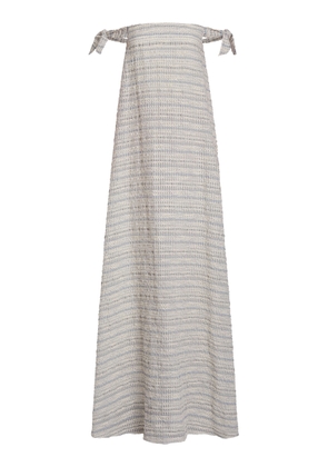 Markarian Narcissus Off-The-Shoulder Striped-Organza Gown - Moda Operandi