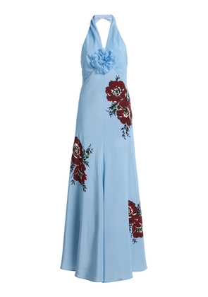 Rodarte Exclusive Floral Silk-Crepe Maxi Halter Dress - Moda Operandi