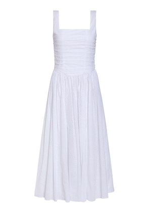 Markarian Maeve Ruched Cotton Eyelet Midi Dress - Moda Operandi