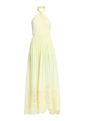 Elie Saab Macrame Embroidered Double Georgette Midi Dress - Moda Operandi
