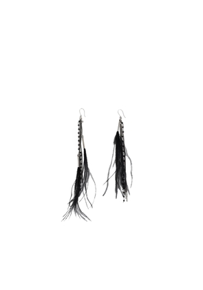 Goia Earrings with Chains and Feathers