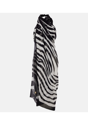 Balmain Zebra-print silk beach cover-up