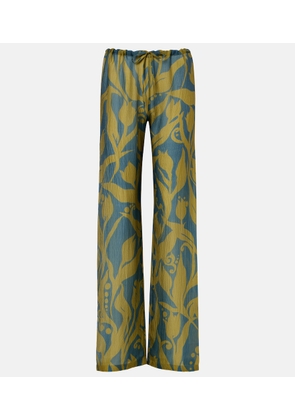Dries Van Noten Pachas printed silk straight pants