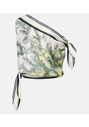 Veronica Beard Tari floral one-shoulder twill top