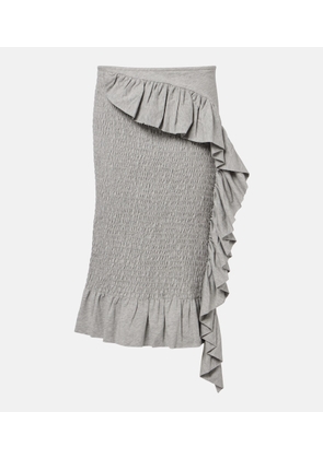 Dries Van Noten Ruffled smocked cotton midi skirt