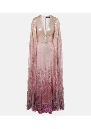 Jenny Packham Easy Breezy sequined caped gown
