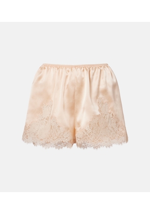 Doen Iona lace-trimmed silk shorts