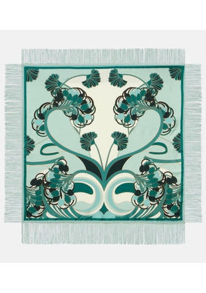 La DoubleJ Fringed printed silk twill scarf