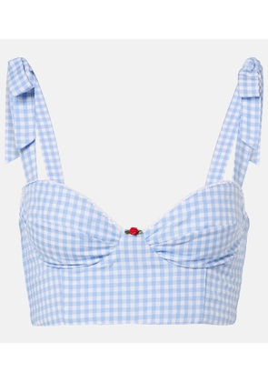 Bananhot Alba gingham cotton poplin crop top