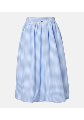 Bananhot Alba gingham cotton poplin midi skirt