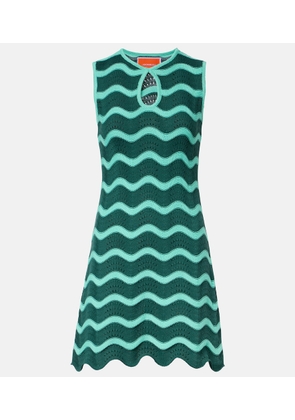 La DoubleJ Wavy crochet keyhole cotton minidress