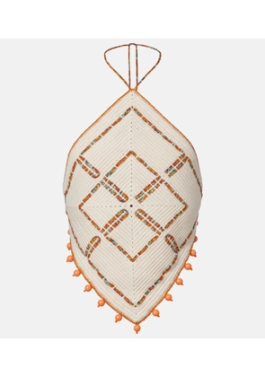 Alemais Marva beaded crochet open-back cotton top