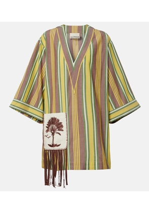 Alemais Clover embroidered striped cotton minidress