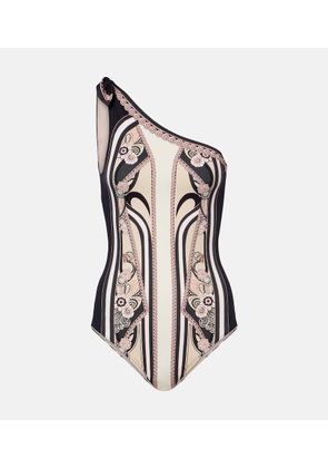 La DoubleJ Goddess printed one-shoulder swimsuit