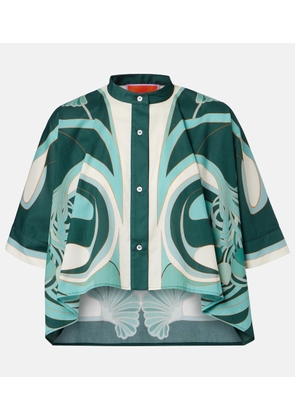 La DoubleJ Foulard printed cropped cotton muslin shirt