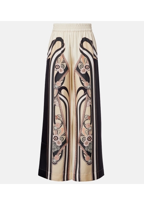 La DoubleJ Printed silk palazzo pants