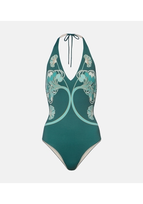 La DoubleJ Printed halterneck swimsuit
