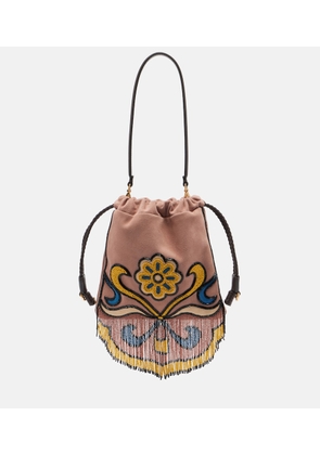 Etro Kalispera Small beaded suede shoulder bag