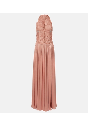 Costarellos Embellished ruched georgette gown