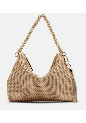 Jimmy Choo Callie Medium raffia-effect shoulder bag