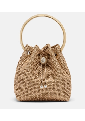Jimmy Choo Bon Bon Small raffia-effect bucket bag