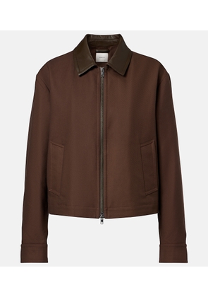 Vince Cropped leather-trimmed cotton twill jacket